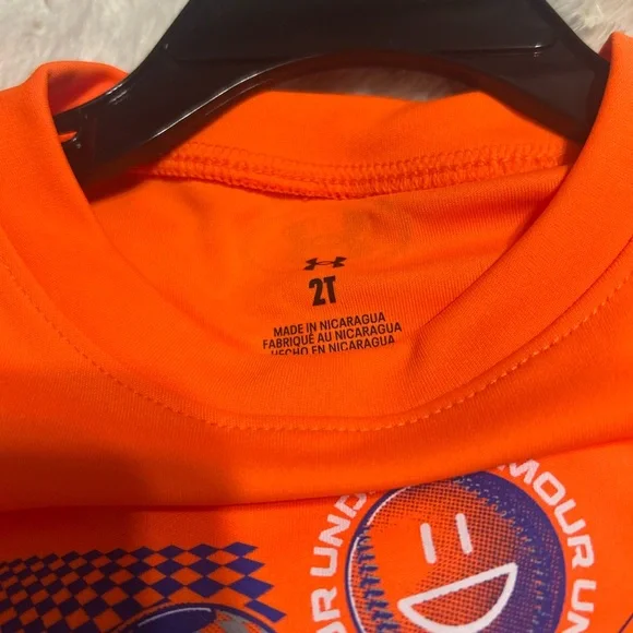 NWT Under Armour Boys Orange Graphic T-Shirt & Blue Shorts Set | Size 2T - Picture 2 of 6